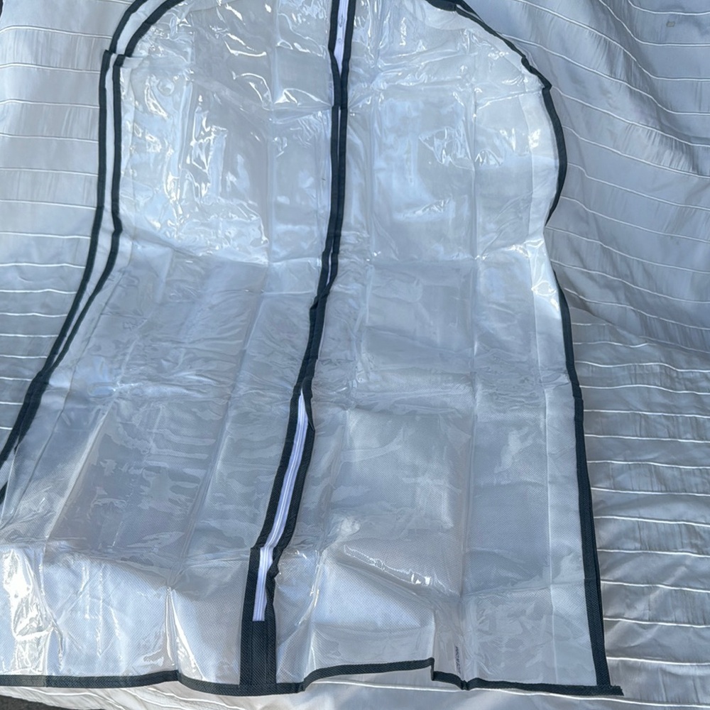 Set of 6 Clear Garment Bag with Gray Trim